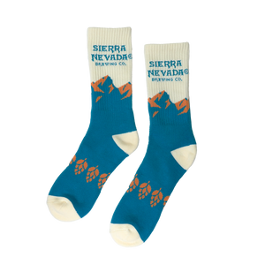 Thumbnail of Sierra Nevada Blue Mountain Socks featuring mountain range and hop design