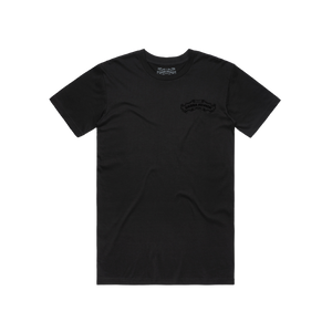 Thumbnail of Black t-shirt with a small logo on the chest against a white background