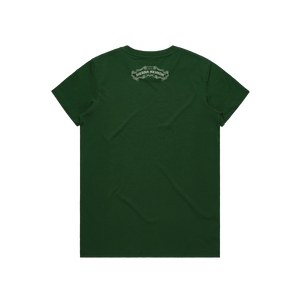 Thumbnail of Green t-shirt with a logo on the chest against a white background