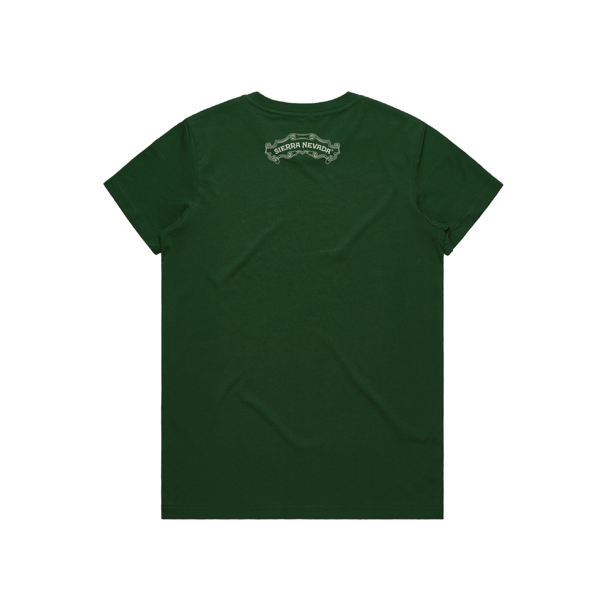 Green t-shirt with a logo on the chest against a white background