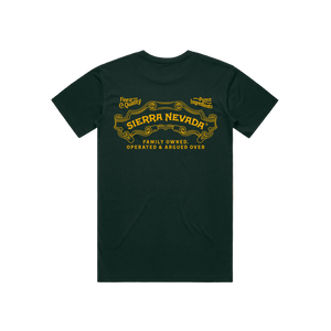 Thumbnail of Dark green t-shirt with yellow Sierra Nevada branding on a white background