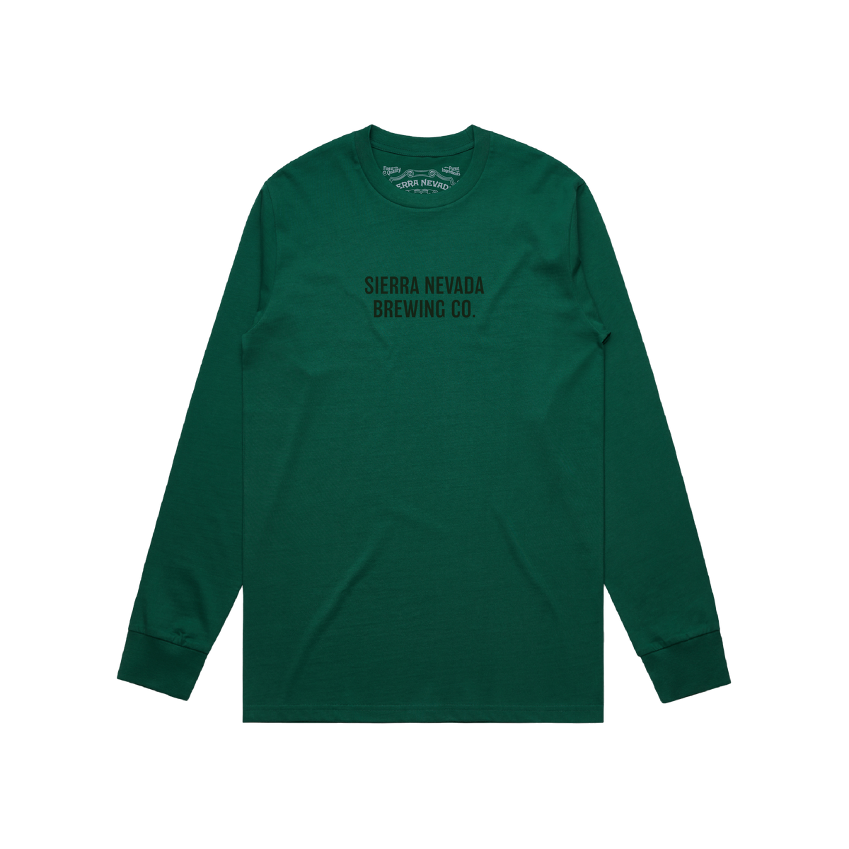 Green long-sleeve shirt with Sierra Nevada Brewing Co. logo on a white background