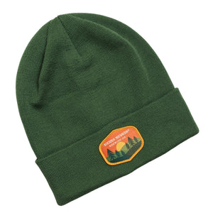 Thumbnail of Green beanie with a patch on a white background