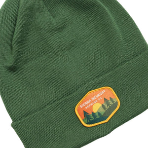 Thumbnail of Green beanie with a patch on a white background