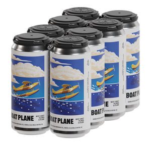 Thumbnail of Eight cans of Boat Plane beer with airplane illustration on a white background