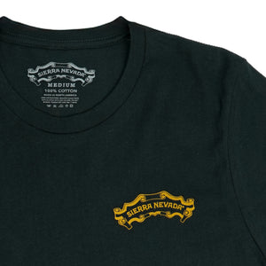 Thumbnail of Black t-shirt with yellow Sierra Nevada logo on a white background