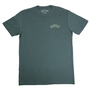 Thumbnail of Green t-shirt with a small logo on a white background
