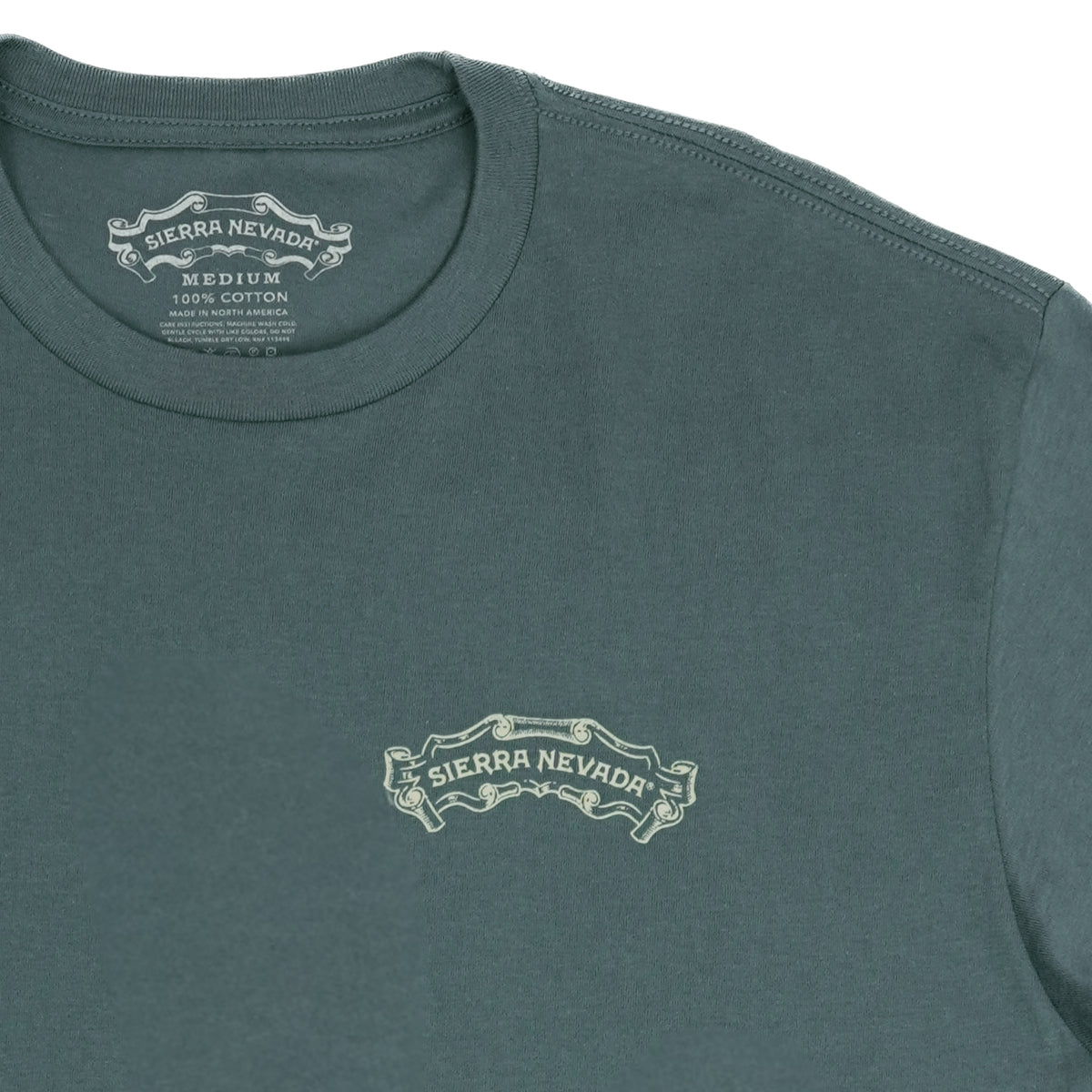 Teal t-shirt with 'Sierra Nevada' logo on a white background