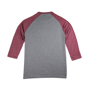 Thumbnail of Gray baseball shirt with red sleeves on a white background