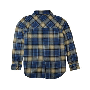 Thumbnail of Plaid shirt with blue and beige pattern on a white background