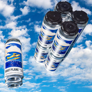 Thumbnail of Cans of Boat Plane against a blue sky with clouds