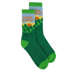 Thumbnail of Green socks with mountain design and 'Sierra Nevada' branding on a white background