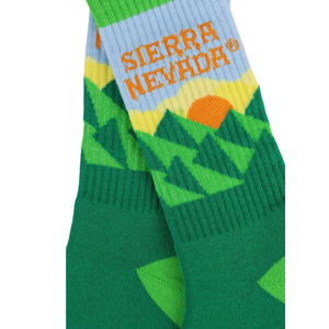 Thumbnail of Green sock with geometric pattern and Sierra Nevada logo on a white background