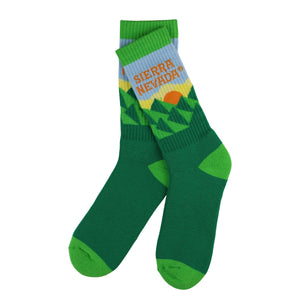 Thumbnail of Green socks with a mountain design and 'Sierra Nevada' text on a white background
