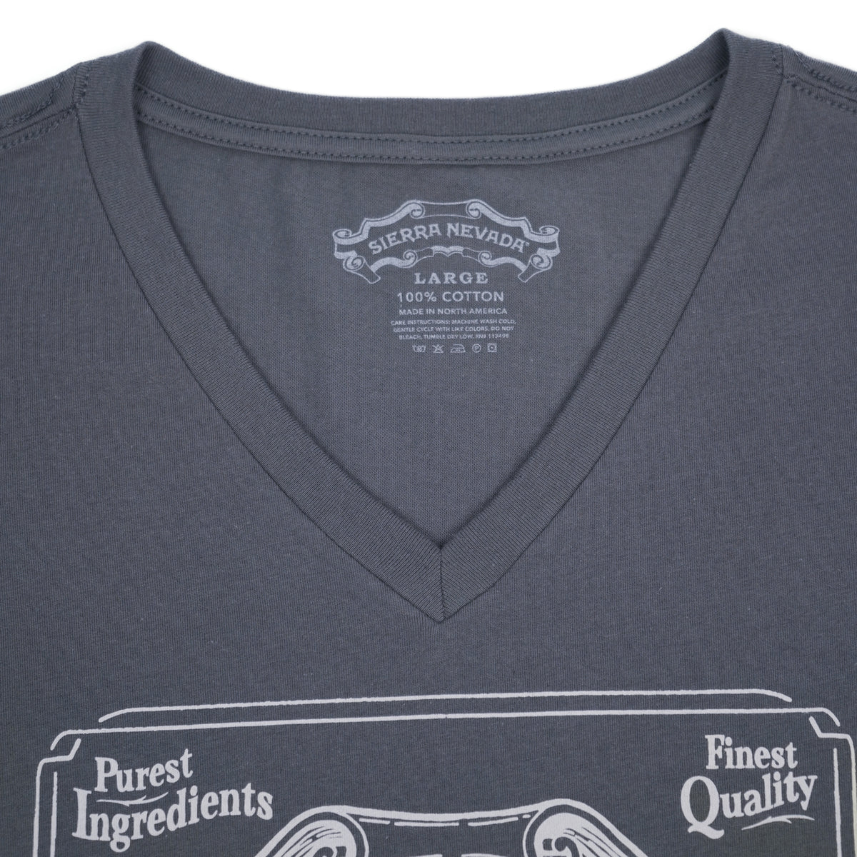 Gray t-shirt with 'Sierra Nevada' branding and text on a plain background