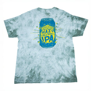Thumbnail of Tie-dye t-shirt with a beer can graphic and text on a white background