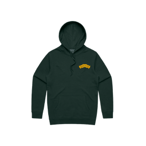 Thumbnail of Green hoodie with a yellow logo on a white background