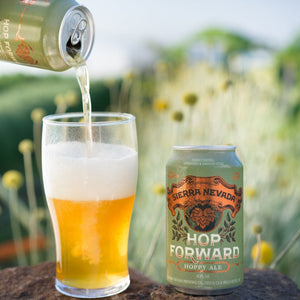 Thumbnail of Sierra Nevada Hop Forward Hoppy Ale can outside being freshly poured into a pint glass