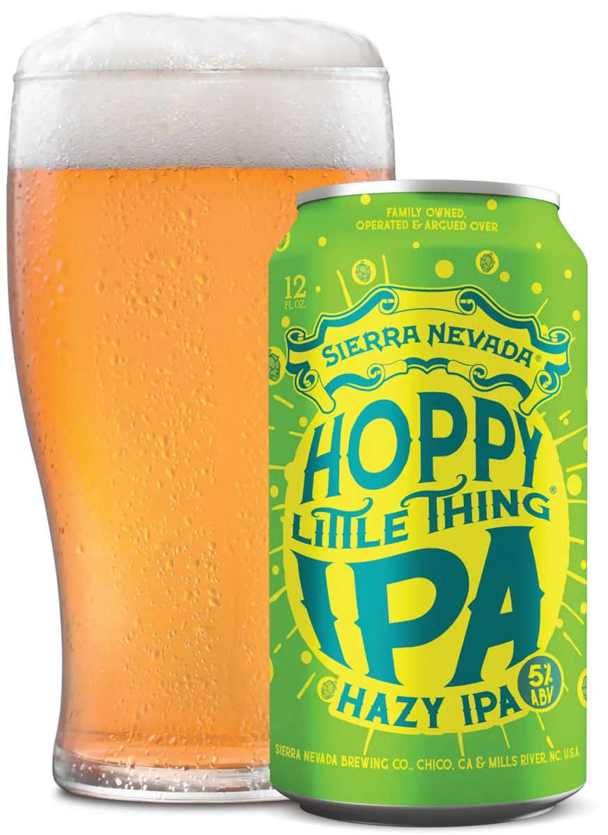 A can of Sierra Nevada Hoppy Little Thing next to a freshly poured glass of beer