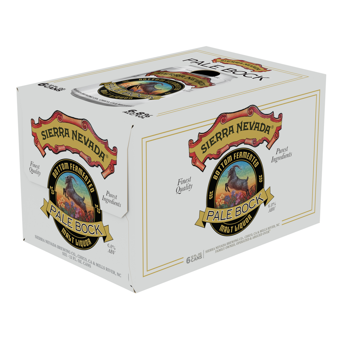 Box of Sierra Nevada Pale Bock beer on a white background