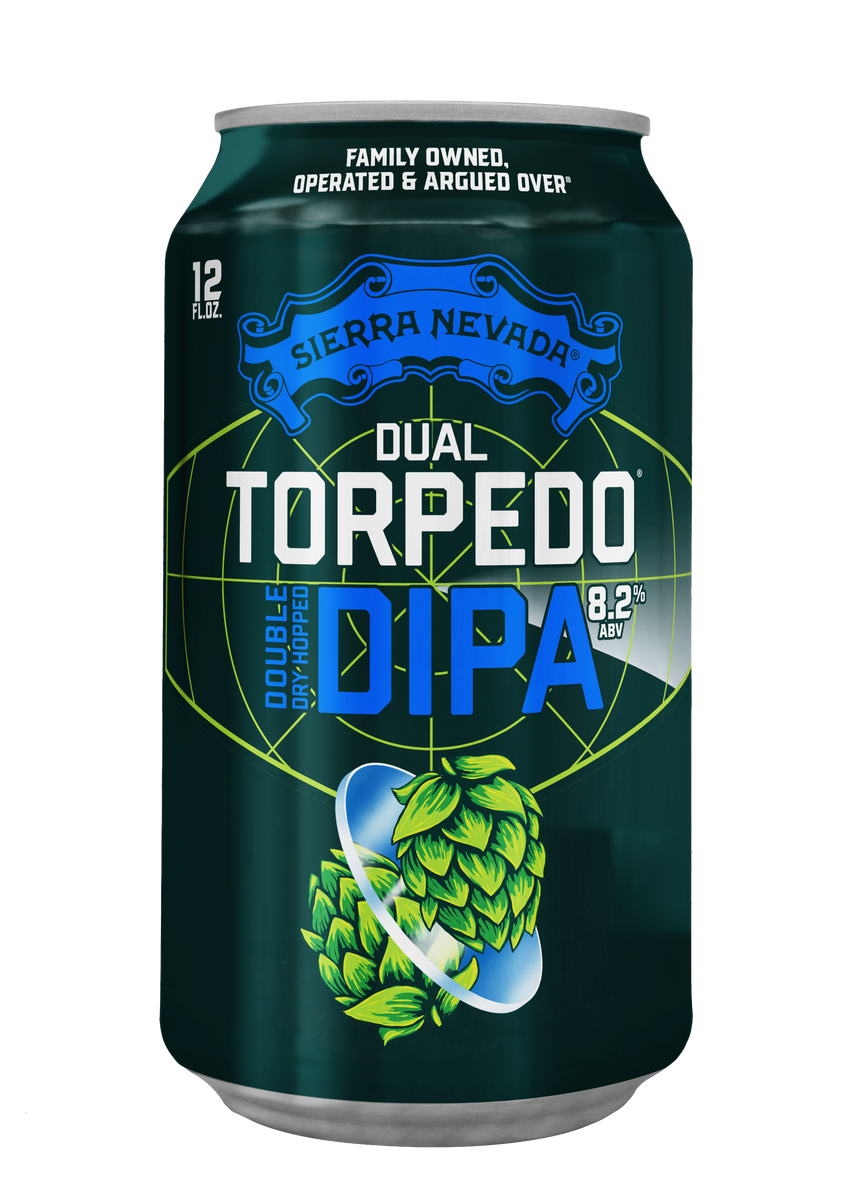 Sierra Nevada Dual Torpedo DIPA beer can on a white background