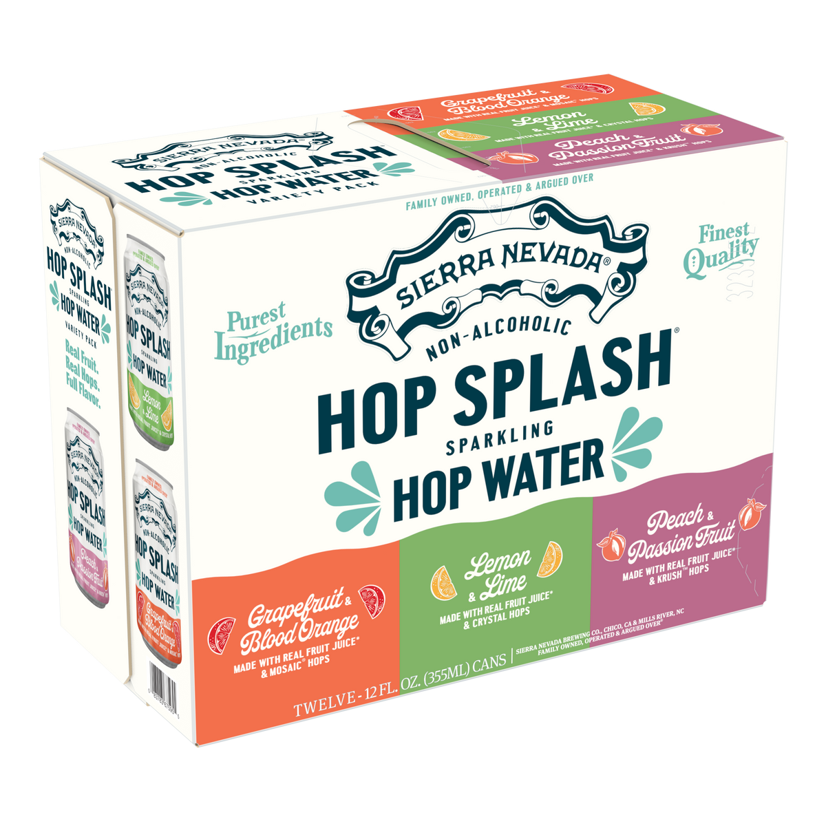 Box of Sierra Nevada Hop Splash sparkling hop water on a white background
