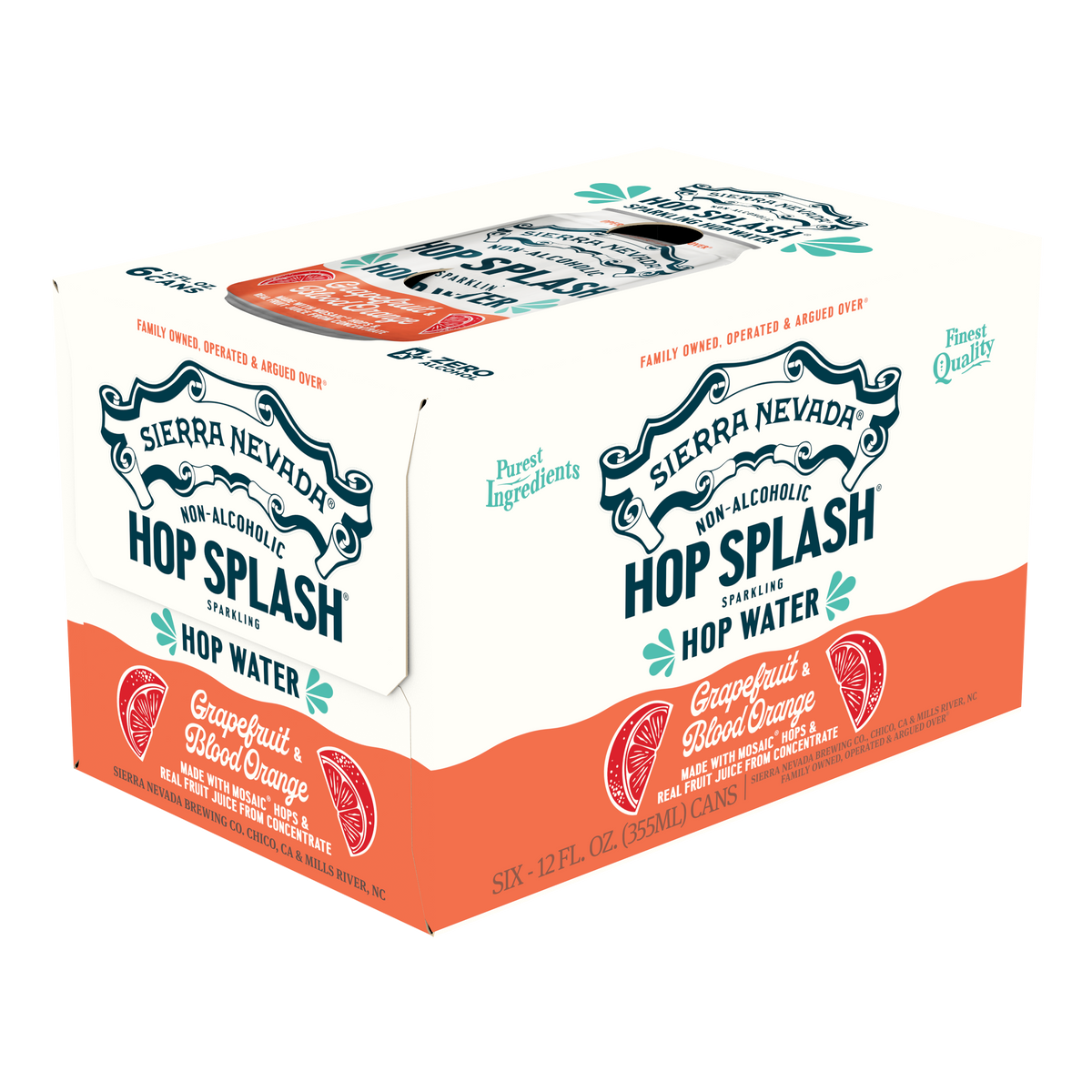 Box of Sierra Nevada Hop Splash non-alcoholic hop water on a white background