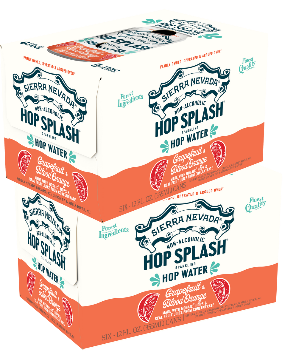 12-pack of Sierra Nevada Hop Splash Grapefruit & Blood Orange sparkling hop water cans 