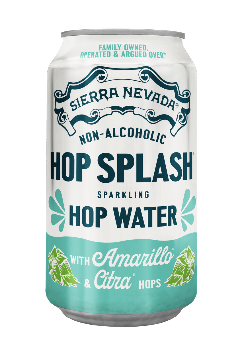 Sierra Nevada Non-Alcoholic Hop Splash sparkling hop water can on a white background