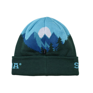 Thumbnail of Knitted beanie with mountain design on a white background