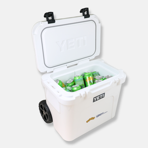 Thumbnail of White YETI cooler with green cans on a white background