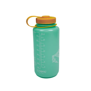 Thumbnail of Green water bottle with a brown cap on a white background