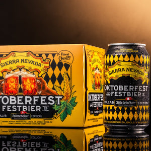 Thumbnail of Sierra Nevada Oktoberfest Festbier can and box on a reflective surface with a dark background