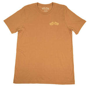 Thumbnail of Brown t-shirt with a small logo on the chest against a white background