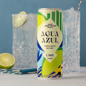 Thumbnail of Agua Azul lime seltzer can with a glass of limeade on a blue background