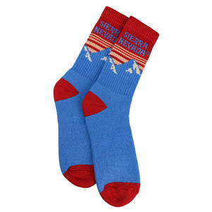 Thumbnail of Blue and red socks with 'Sierra Nevada' text on a white background