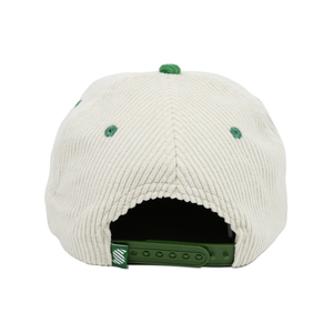 Thumbnail of White corduroy cap with green buttons on a white background