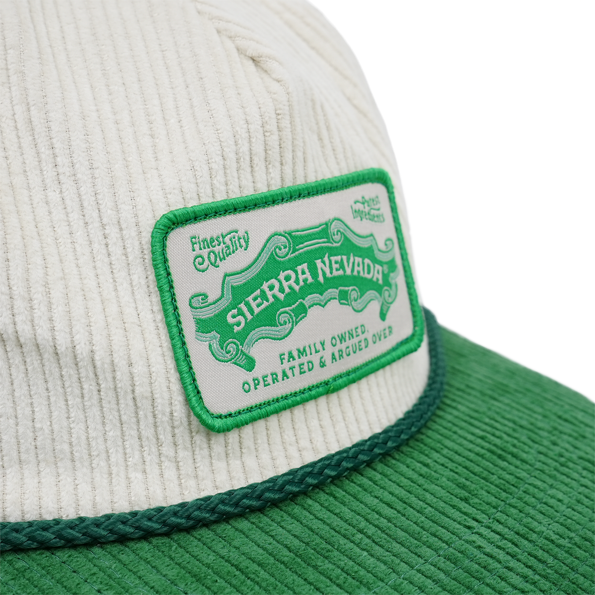 Green and white cap with Sierra Nevada logo on a white background