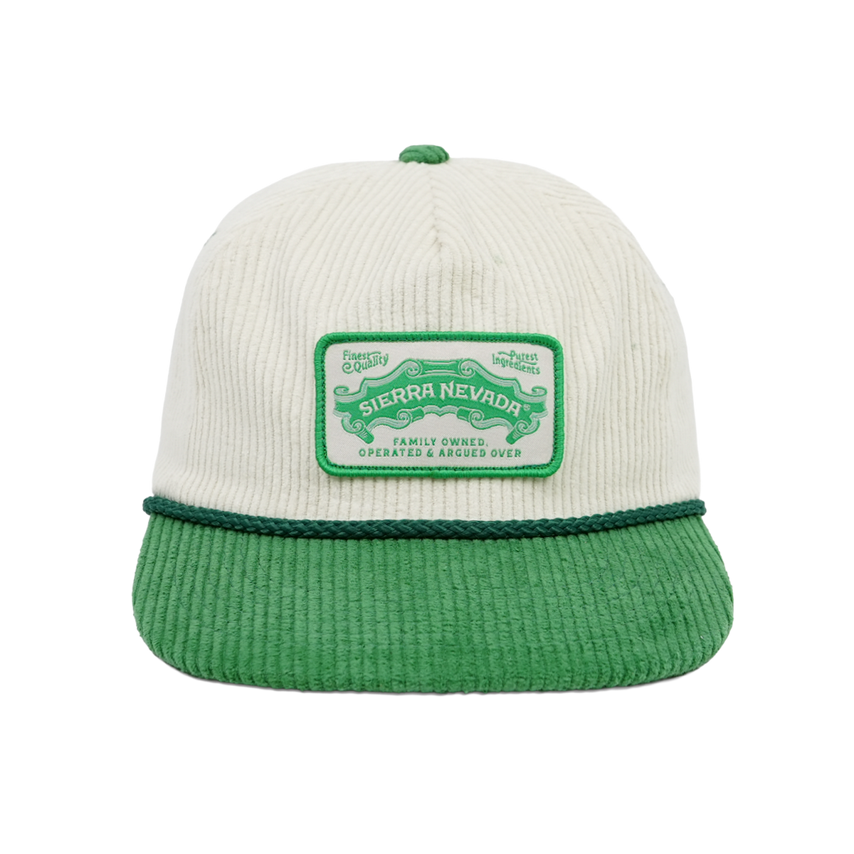 Green and white cap with Sierra Nevada logo on a white background