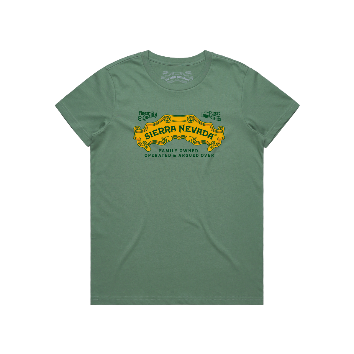 Green t-shirt with Sierra Nevada logo on a white background