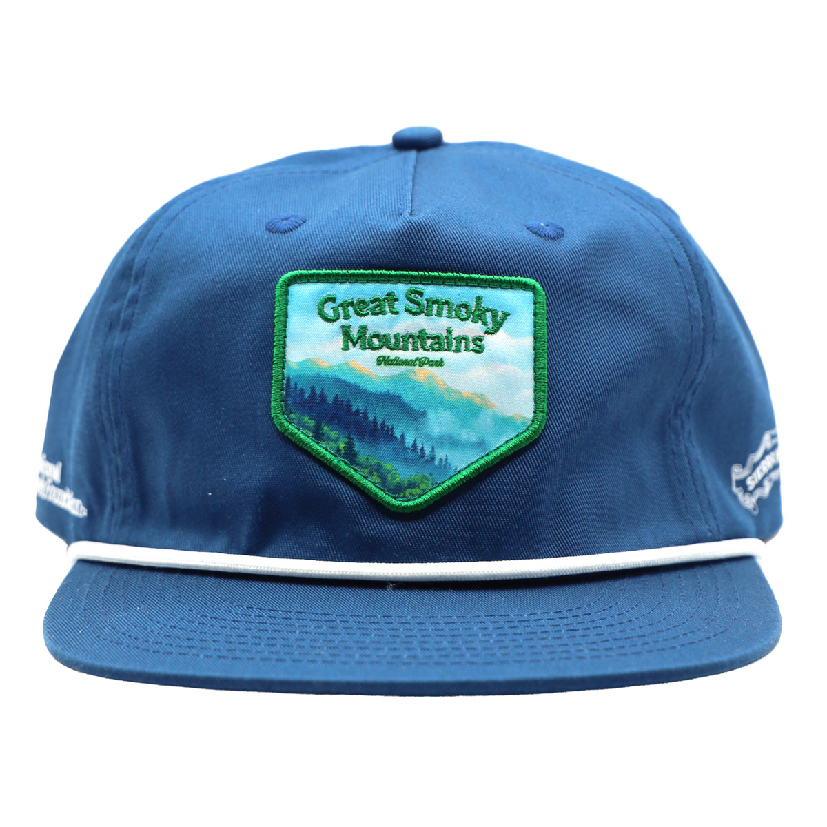 Blue cap with 'Great Smoky Mountains' patch on a white background