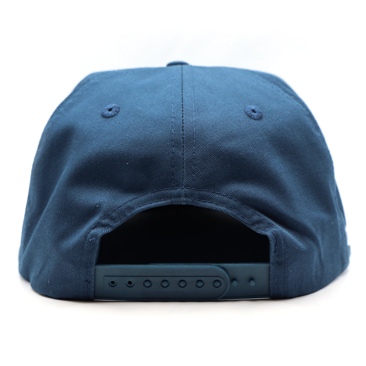 Blue cap with a flat back on a white background