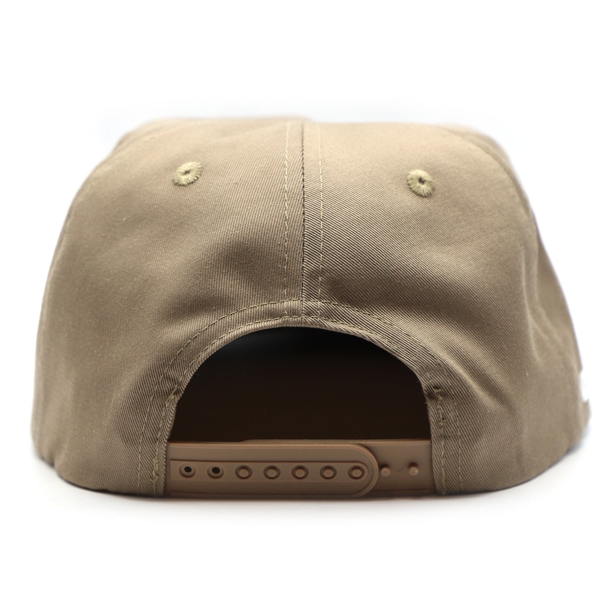 Beige cap with open back on a white background