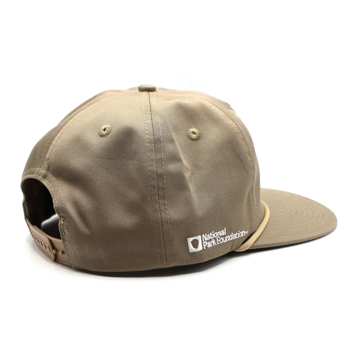 Beige cap with a logo on a white background