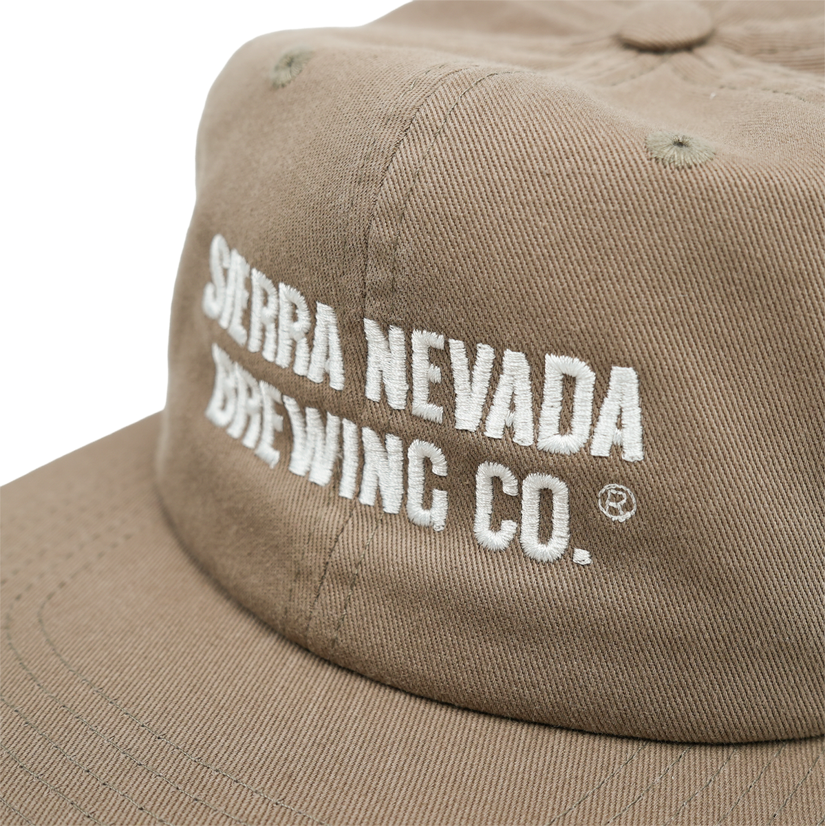 Beige cap with 'Sierra Nevada Brewing Co.' logo on a white background