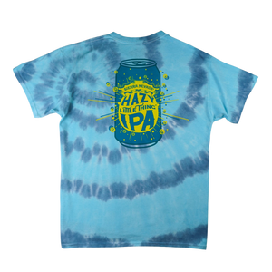 Thumbnail of Tie-dye t-shirt with a beer can graphic and text on a white background