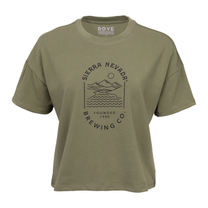 Thumbnail of ROVE Oval Mountain Scene Crop Top Olive Women's front view