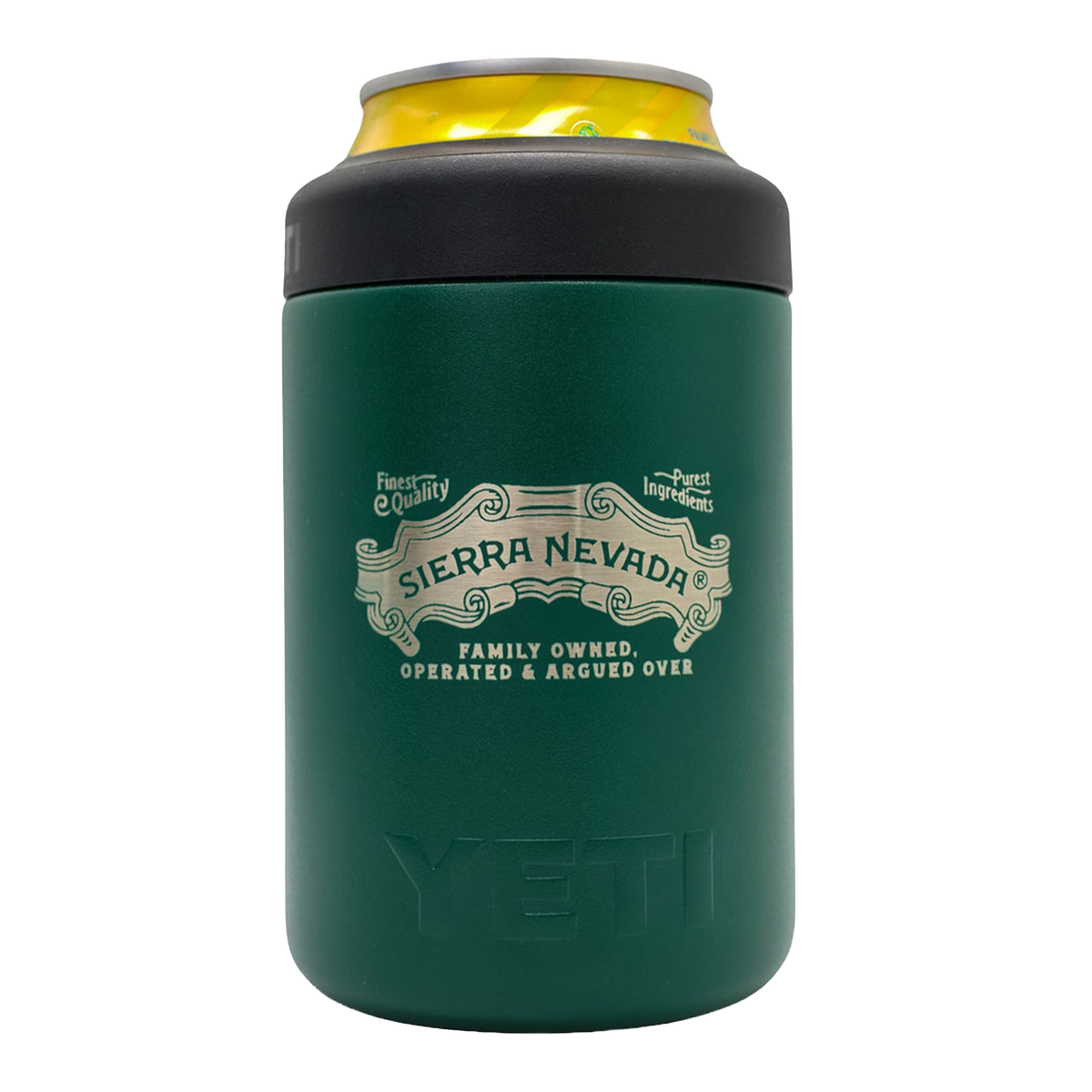 Green can cooler with Sierra Nevada branding on a white background