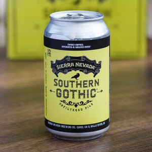 Thumbnail of Sierra Nevada Southern Gothic beer can on a wooden surface with a box in the background