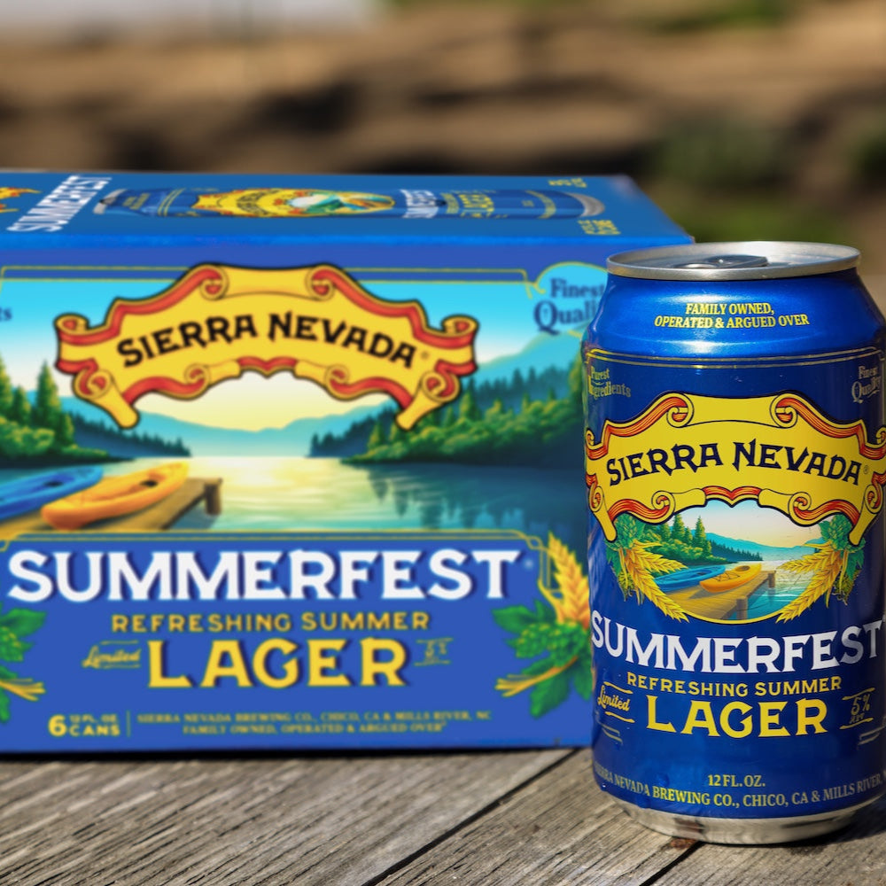 Sierra Nevada 12 oz. Summerfest Lager can next to a 6-pack box